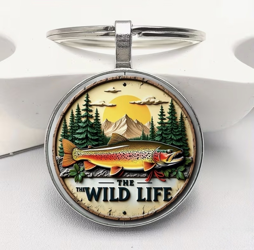 3/$25 The Wild Life Fishing Woods Lake Scenic Mountain And Forest Keychain NEW
